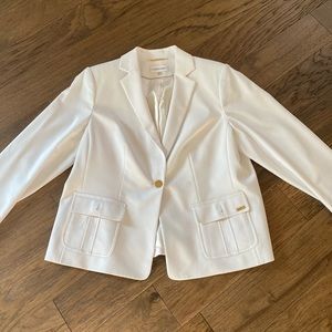Calvin Klein Women’s Plus Size Single-Button White Blazer- 16W